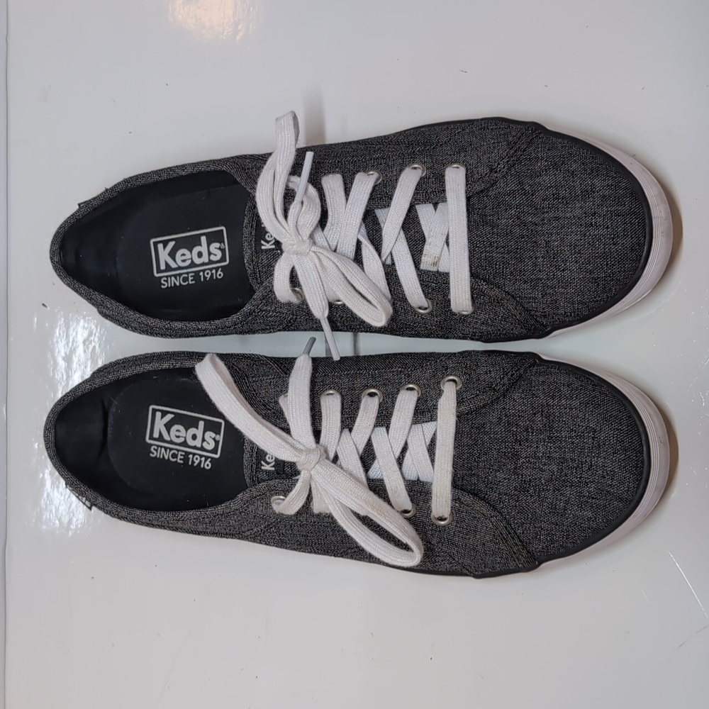 Keds Coursa Heathered Black Shoes Lace Up Casual Fabric Sneakers Womens Size 8 - Picture 4 of 16